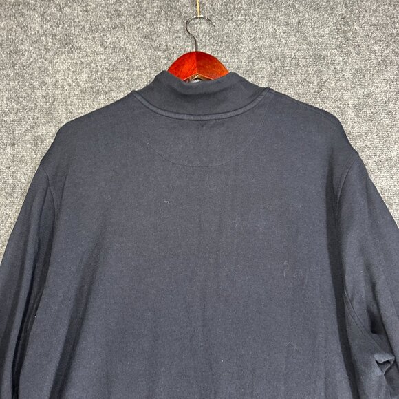 Ted Baker Sweater Mens US 46 Ted 7 Blue Textured Cotton 1/4 Zip Rib Cuffs Pullov - Picture 8 of 8